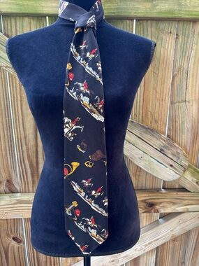Vintage Jordan Marsh Gentry Shop Fox Hunt Equestrian Wool Neck Tie